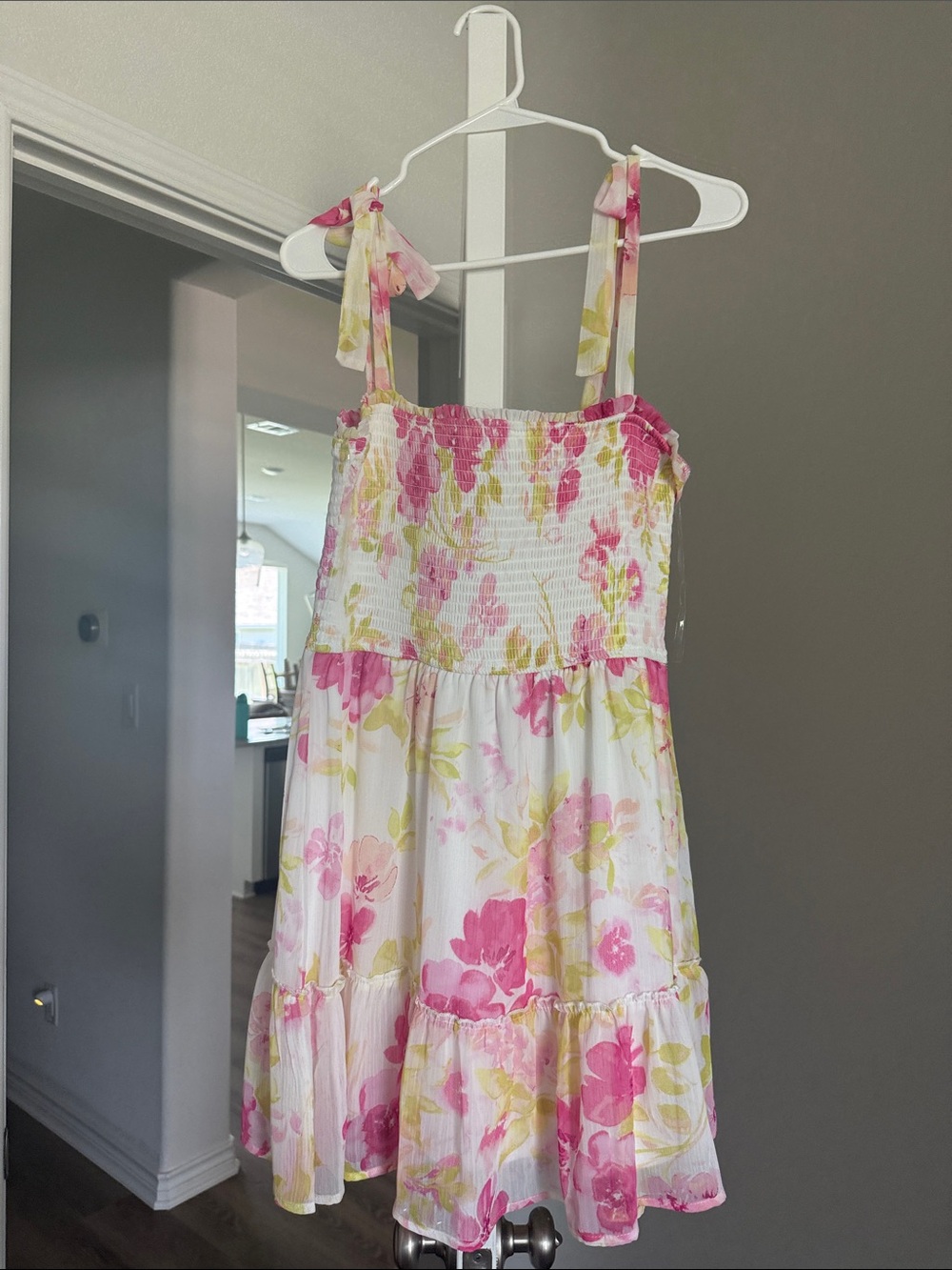 Trixxi White Sundress with Pink and Yellow Floral Print